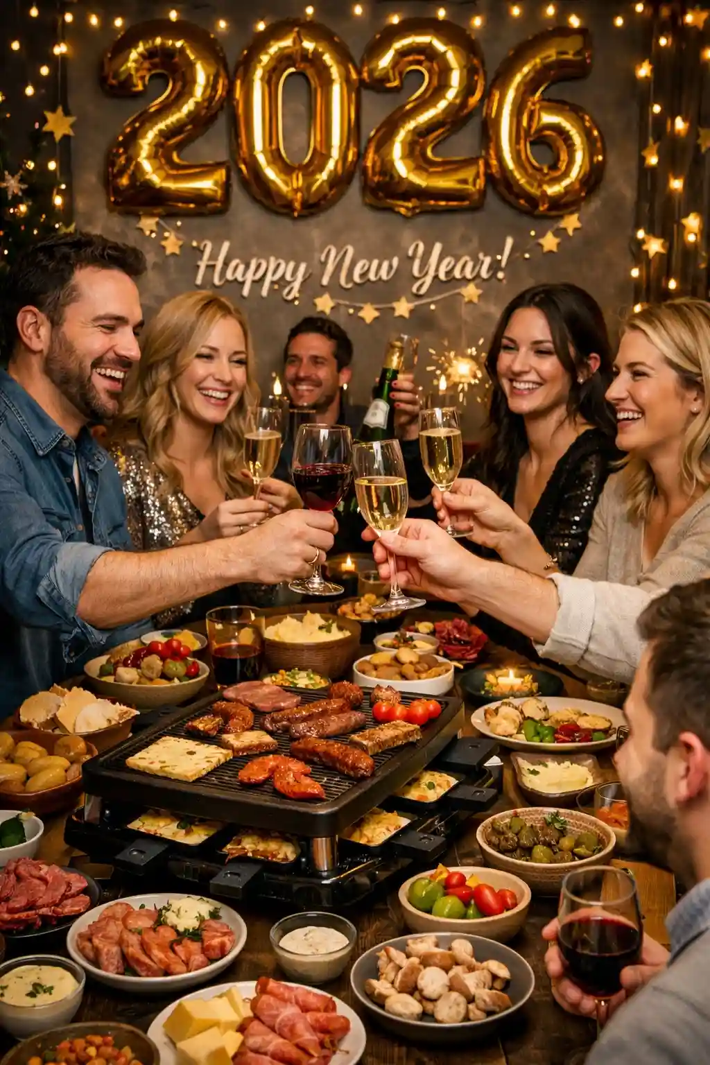 Freunde feiern gemeinsam Silvester